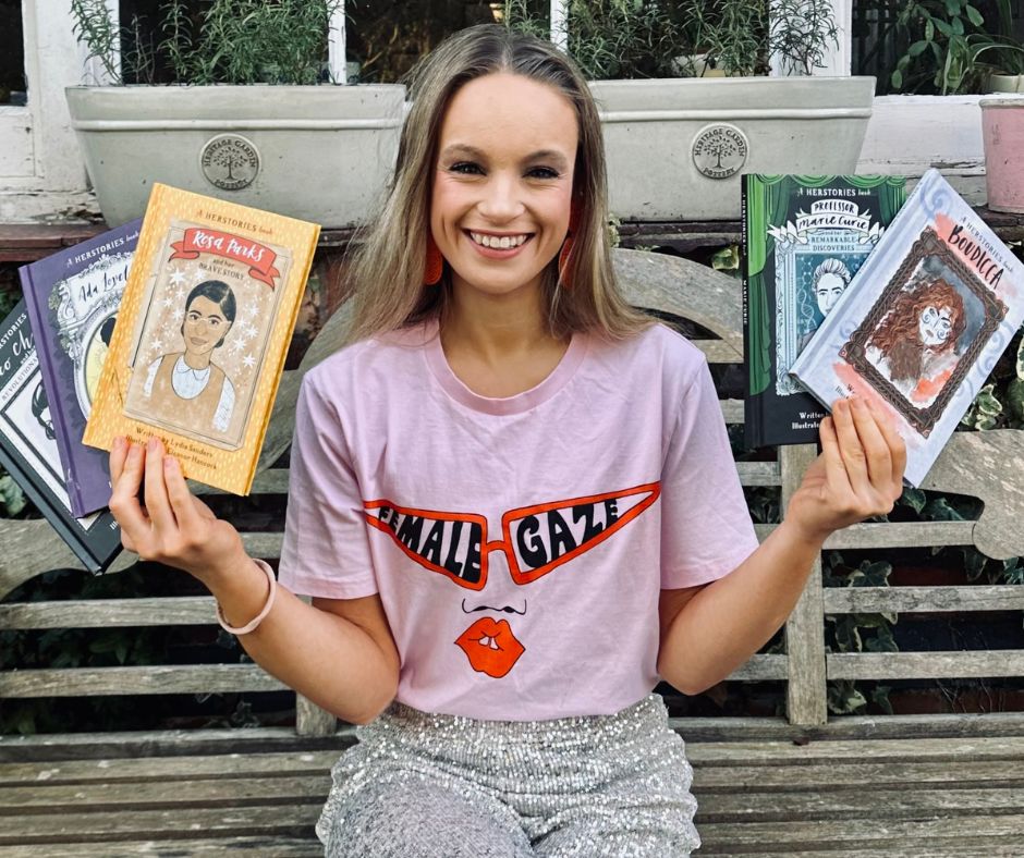 An image of Lydia Sanders with a selection of her publications.